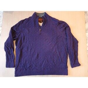 Robert Graham 1/4 Zip 100% Wool Sweater Purple Men's 3xl Xxxl Pullover